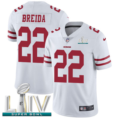 San Francisco 49ers Nike 22 Matt Breida White Super Bowl LIV 2020 Youth Stitched NFL Vapor Untouchable Limited Jersey